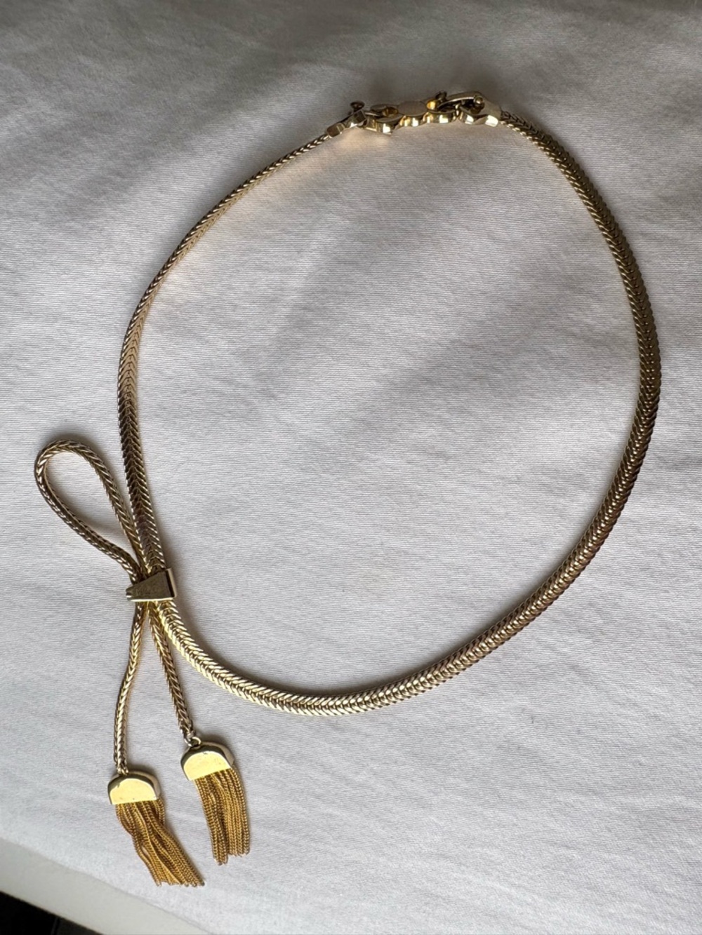 Vintage Monet Gold Tone Necklace with Tassels 1960s